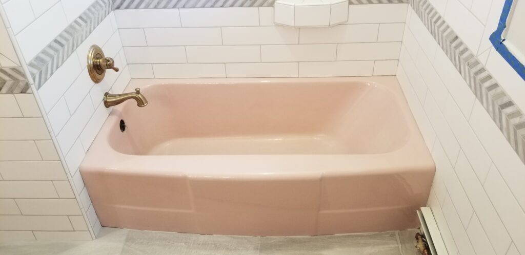 A pink bathtub