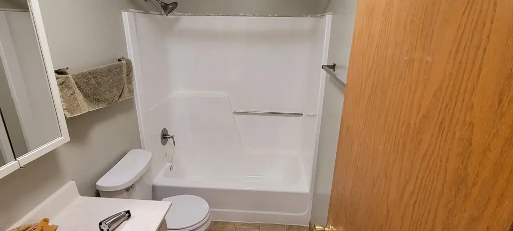 A white bathtub area