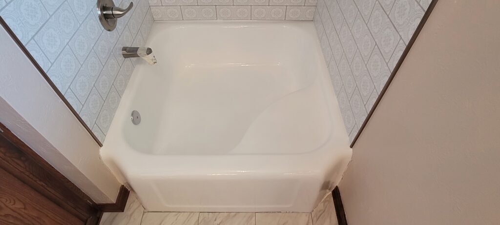 A small, white bathtub