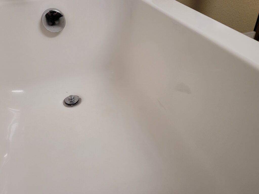 Repaired bathtub crack