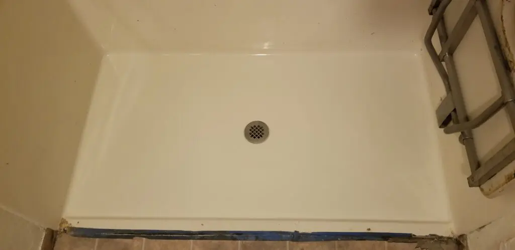 A clean shower floor