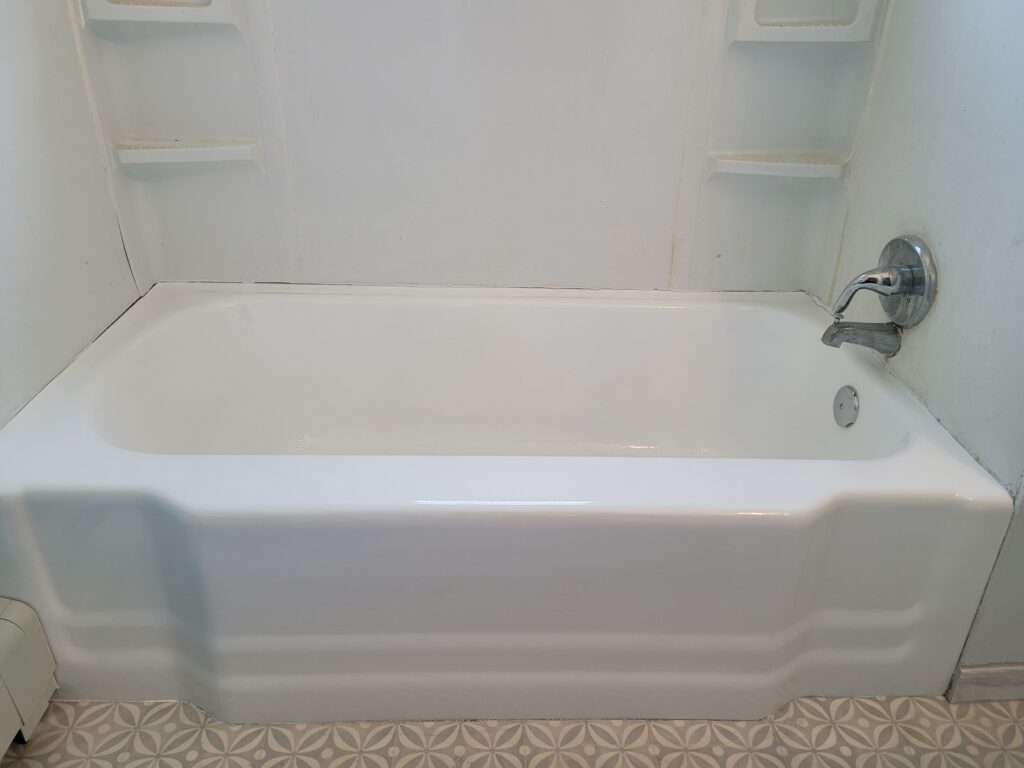 Refinished, white bathtub