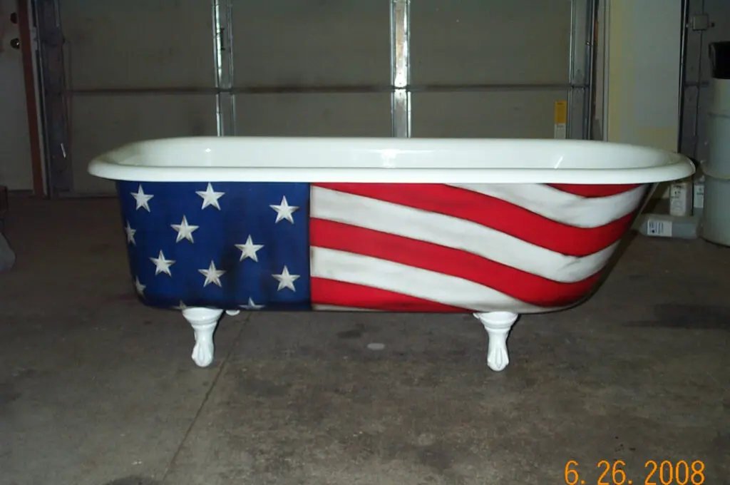 American Flag designed bathtub exterior